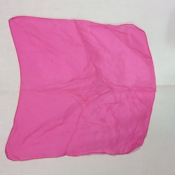 Vintage Bright Fuschia Silk Square Scarf Handkerchief Hanky Hand Rolled Edging - Picture 3 of 4